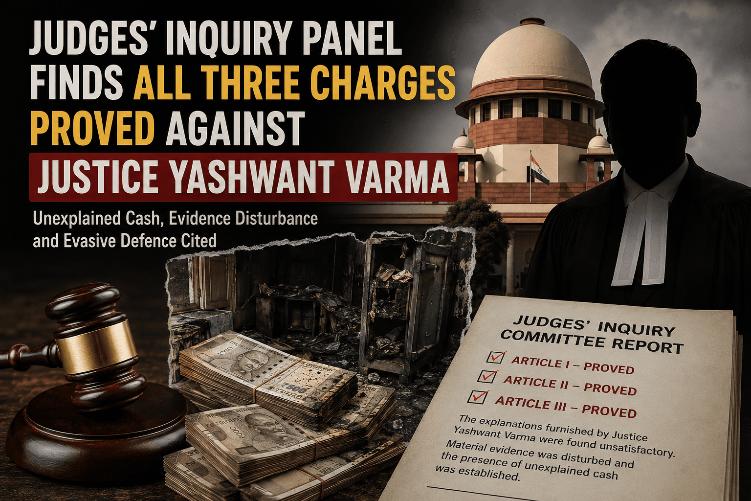 Judges' Inquiry Panel Finds All Three Charges Proved Against Justice Yashwant Varma; Unexplained Cash and Evidence Disturbance Cited